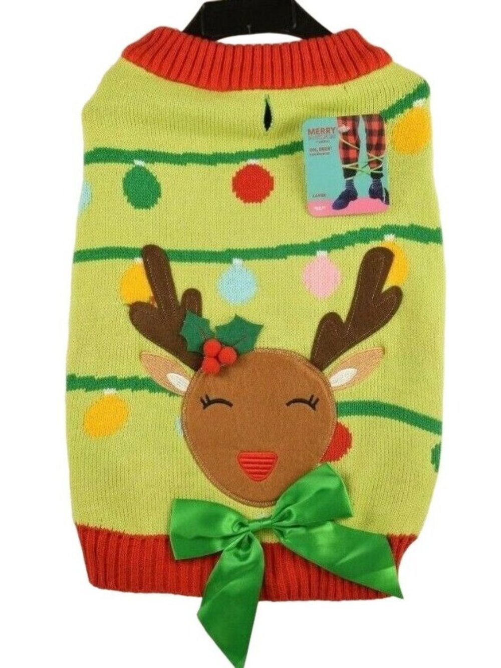 Merry Makings  Dog Large Oh, Deer Holiday Reindeer Pet Sweater